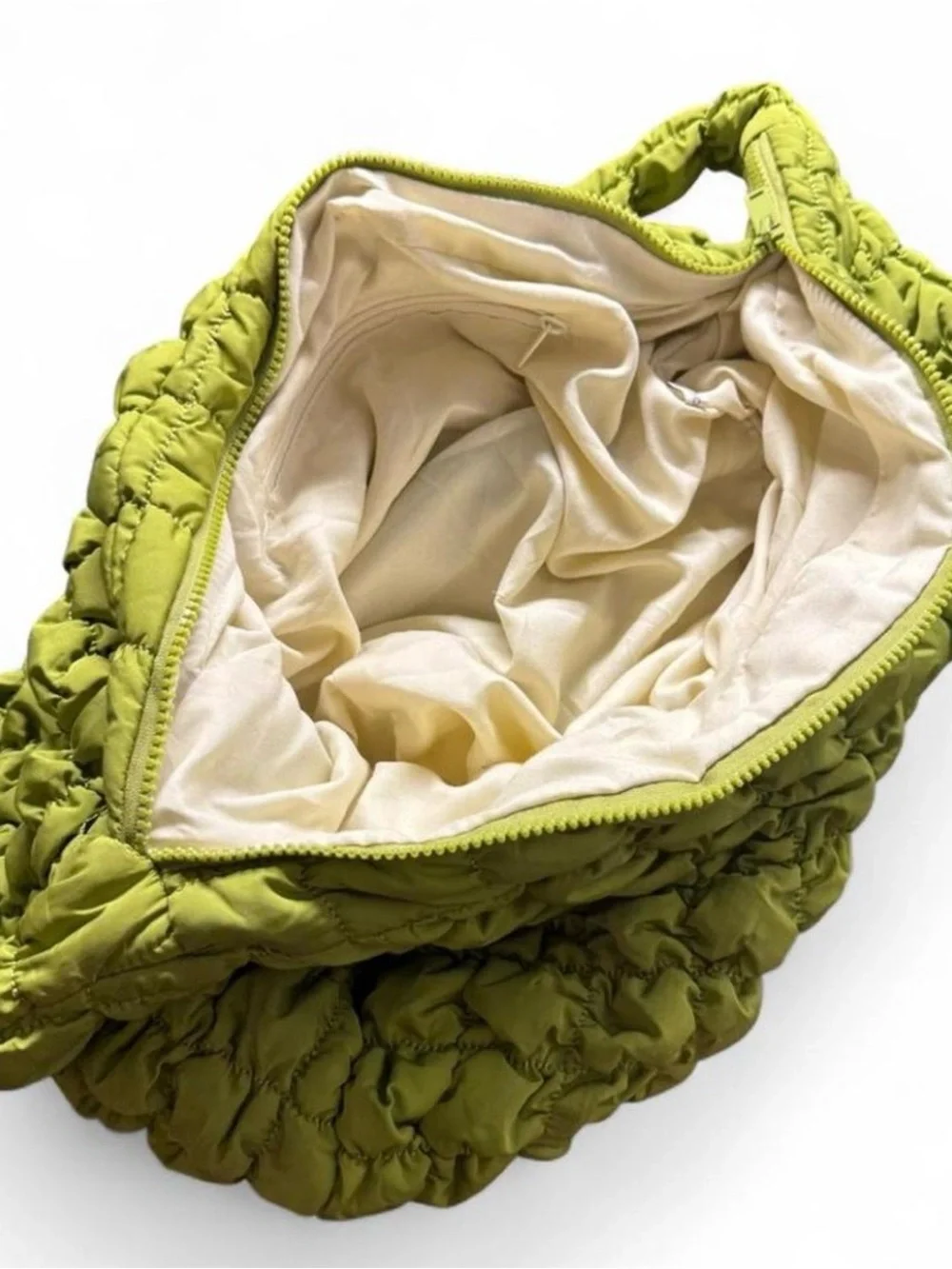 Woven Quilted Hobo Bag - Lime Green